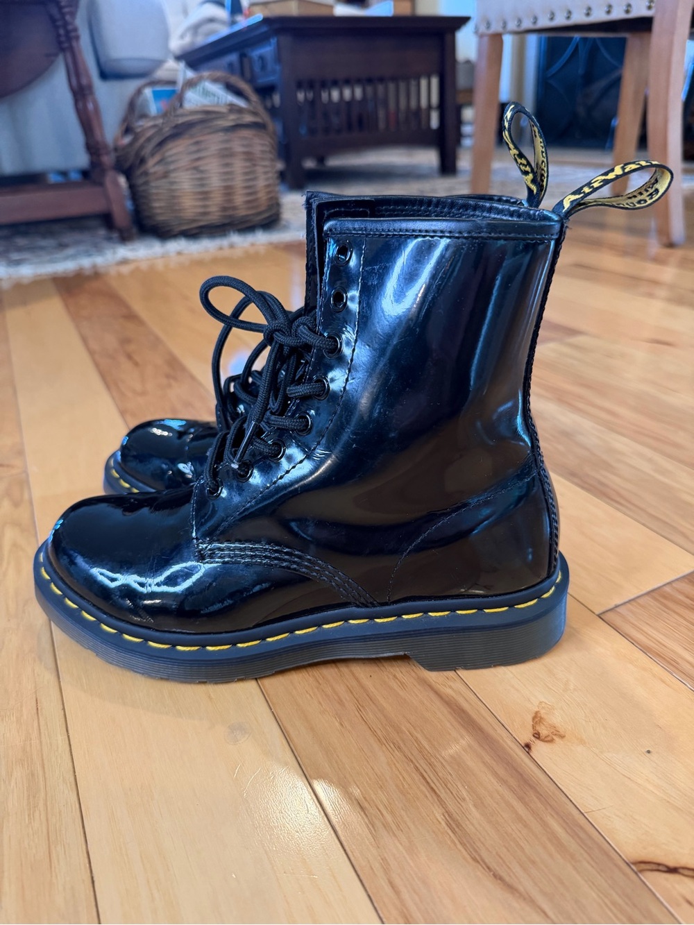 Dr. Martens 1460 Black Patent Leather 8-Eye Combat Boots Women’s